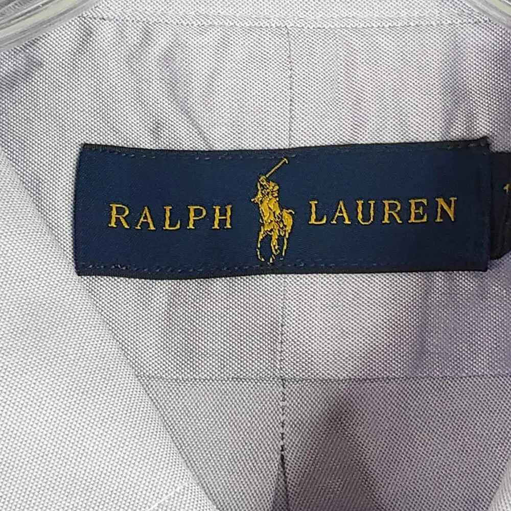Polo Ralph Lauren Shirt Oxford Mens XL 17.5 Solid Blue LS Button Down